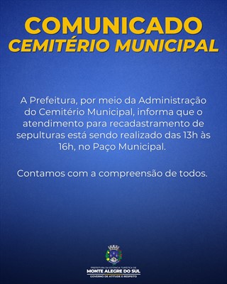 Post do instagram da Prefeitura de Monte Alegre do Sul