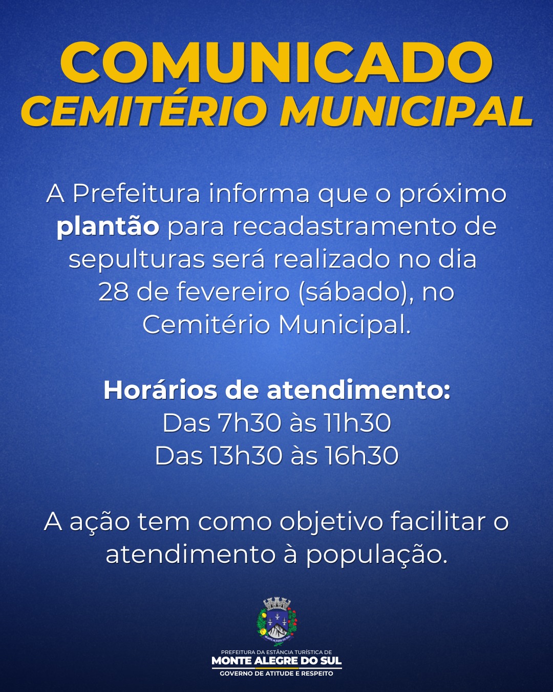 Post do instagram da Prefeitura de Monte Alegre do Sul