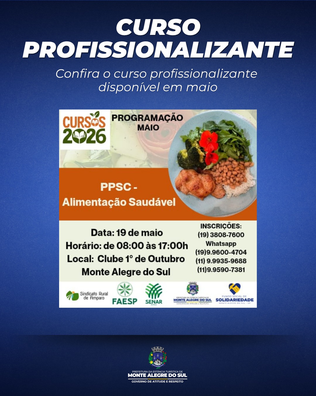 Post do instagram da Prefeitura de Monte Alegre do Sul