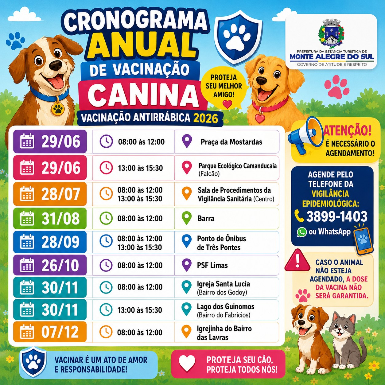 Post do instagram da Prefeitura de Monte Alegre do Sul