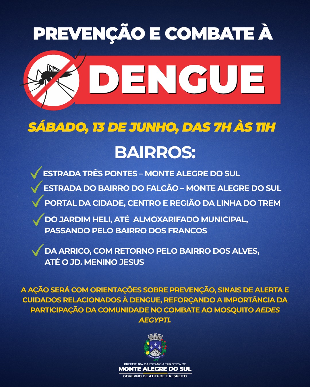 Post do instagram da Prefeitura de Monte Alegre do Sul