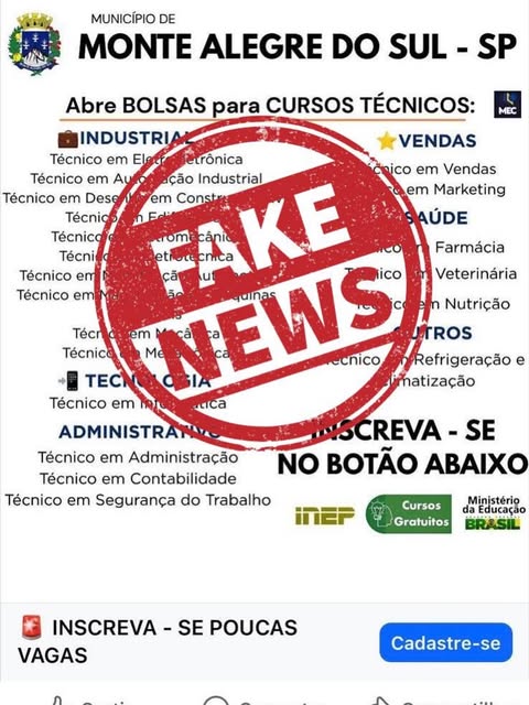 Post do instagram da Prefeitura de Monte Alegre do Sul